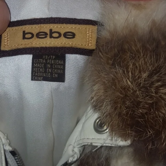 Bebe Rare Leather And Rabbit Fur Coat - Picture 6 of 9